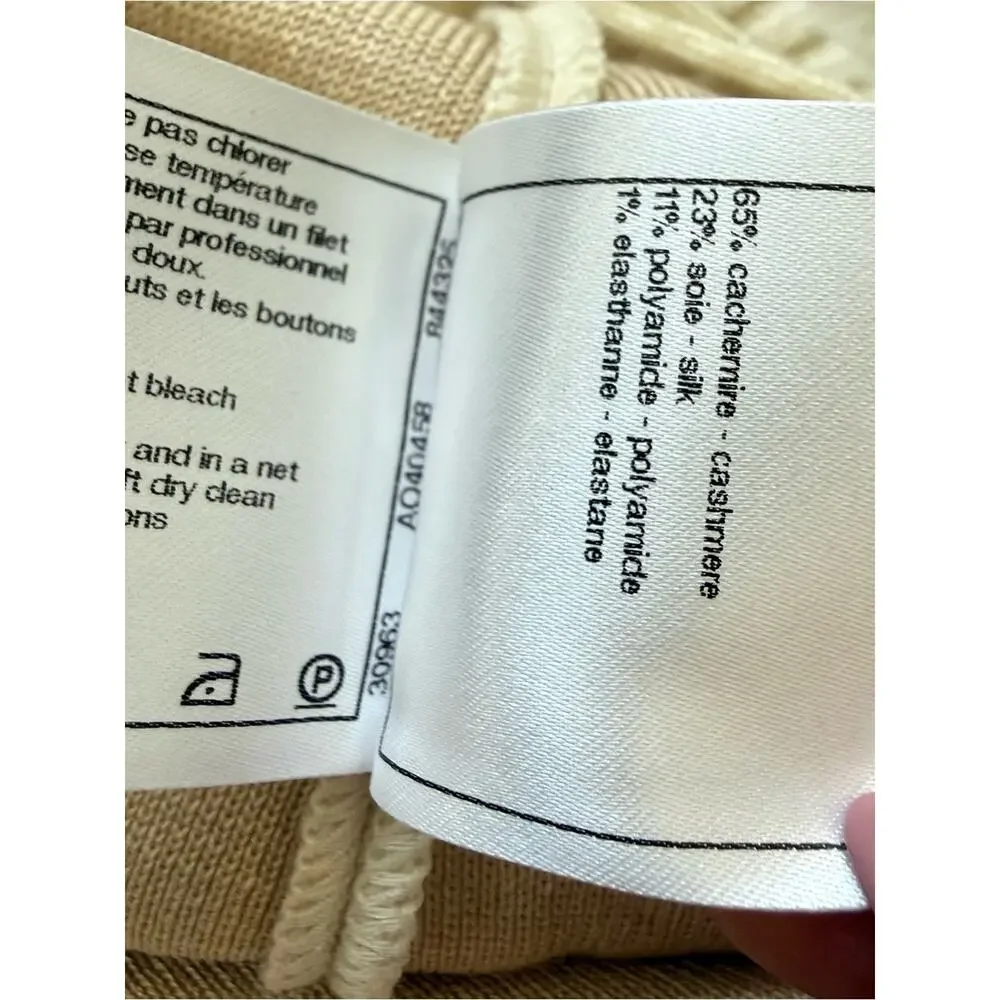NEW!!! CHANEL cream cashmere 20B CARGO TRACK SWEAT Pants 38 FR or 6 US